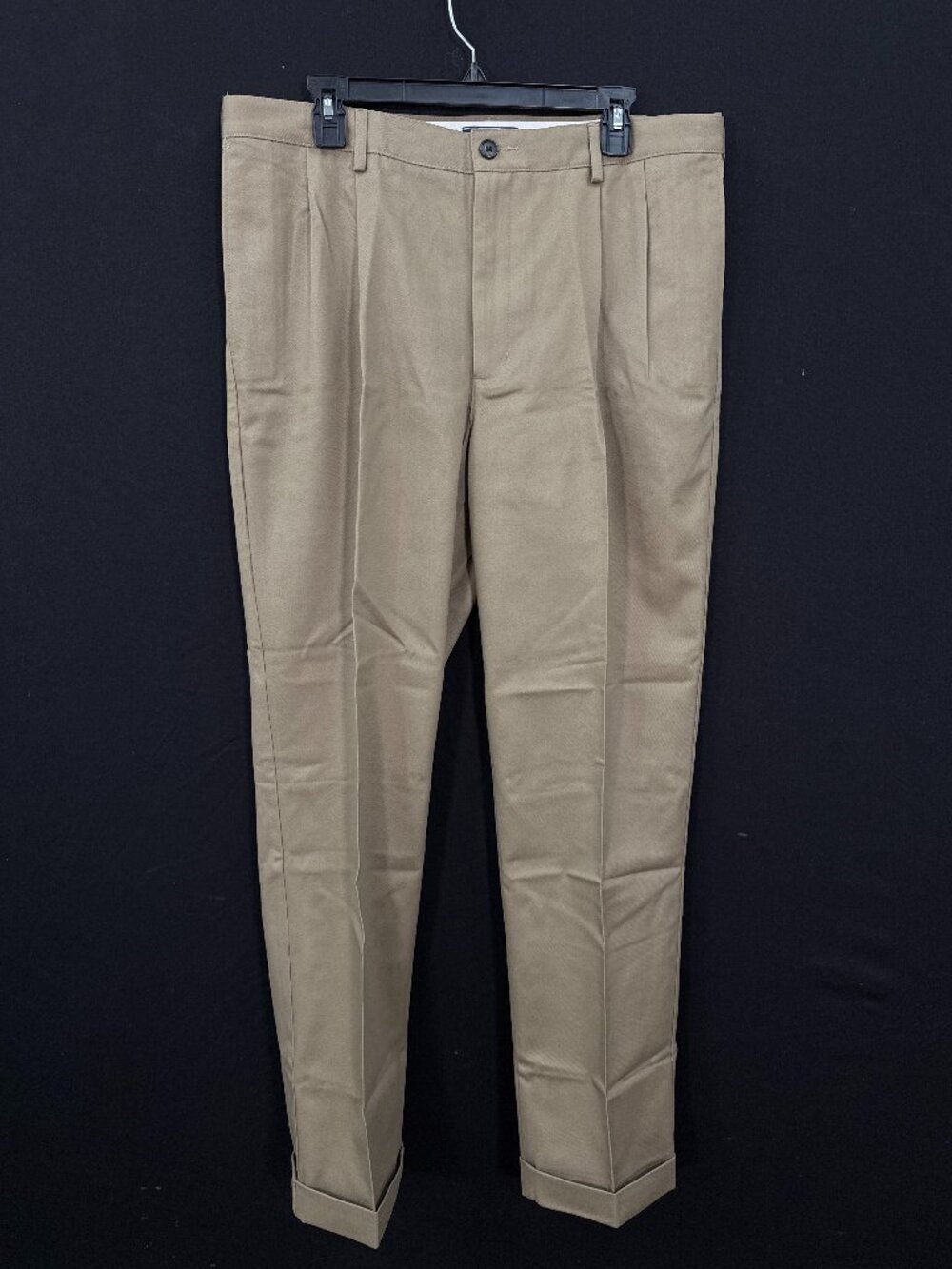 Lands' End Men's Pleated Comfort Waist Chinos Tan 36x32 Cuffed NWOT
